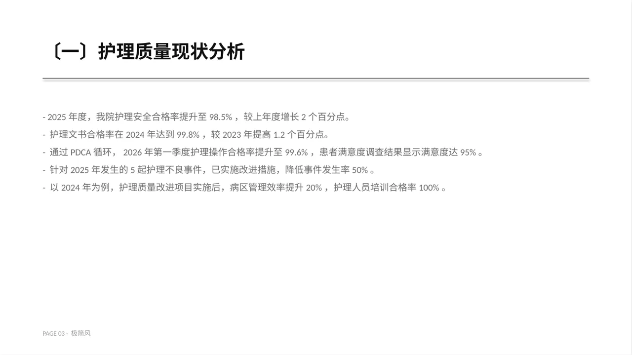 全院护理质量管控分析报告 PPT模板（黑白极简风） 第3页预览
