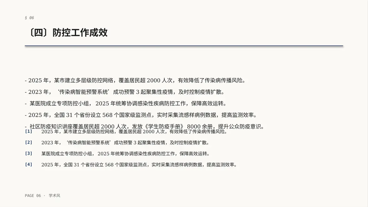 传染病防控管理工作报告PPT模板（深蓝学术风）-4 第6页预览
