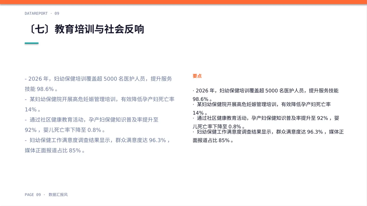 妇幼保健工作年度汇报PPT模板(数据图表风) 第9页预览