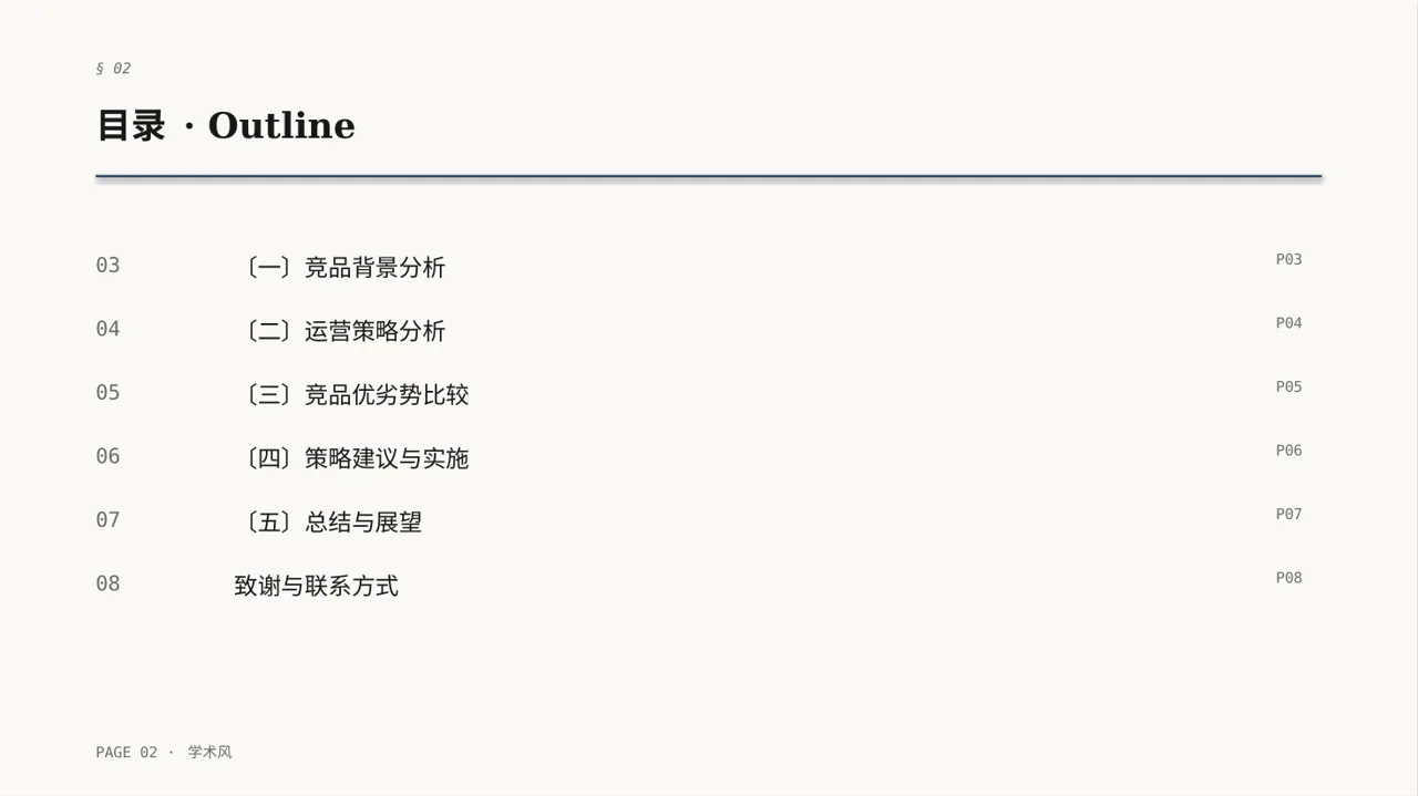 竞品运营策略研究工作报告 PPT模板 第2页预览