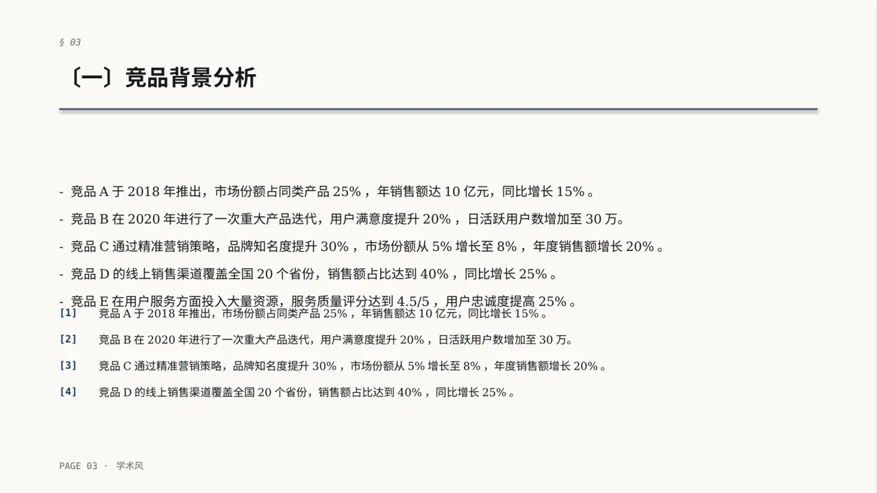 竞品运营策略研究工作报告 PPT模板 第3页预览