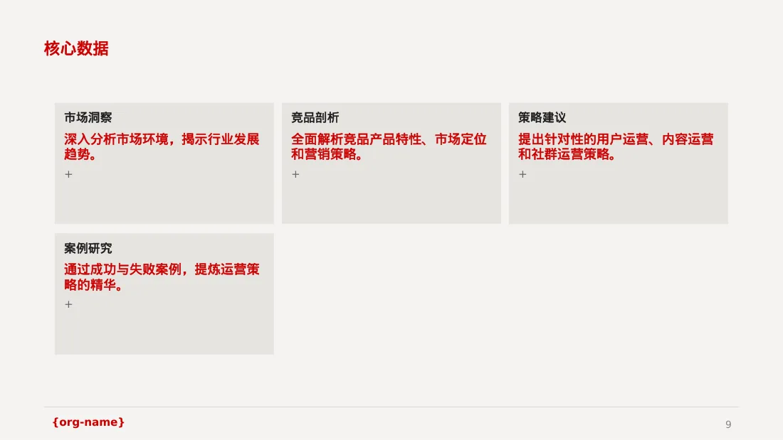 竞品运营策略研究工作报告PPT模板（黄蓝几何风） 第9页预览