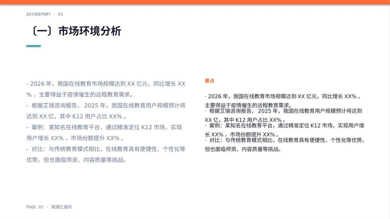 竞品运营策略研究工作报告 PPT模板（数据图表风） 第3页预览