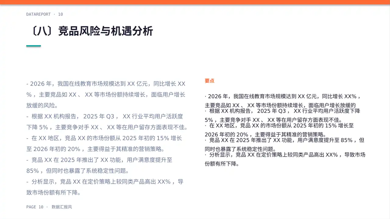 竞品运营策略研究工作报告 PPT模板（数据图表风） 第10页预览