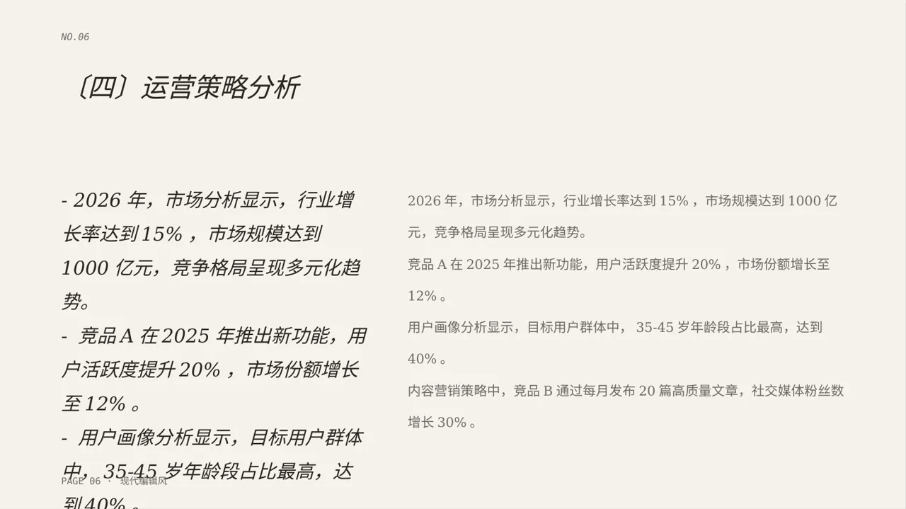 竞品运营策略研究工作报告PPT模板 第6页预览