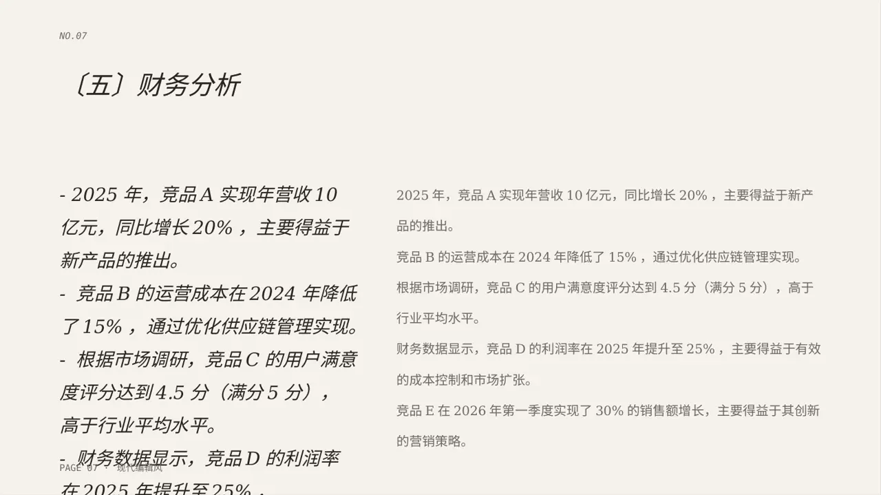 竞品运营策略研究工作报告PPT模板 第7页预览