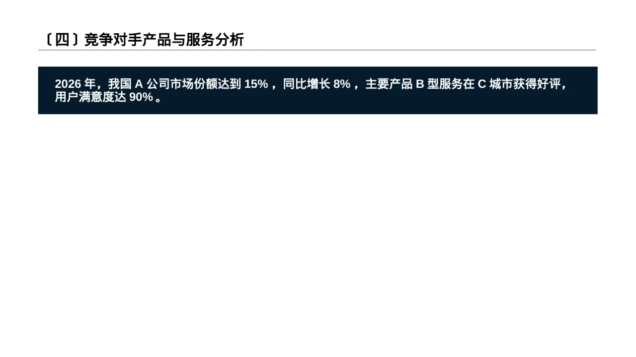 同行业竞争对手全面分析 PPT模板（深蓝学术风） 第5页预览