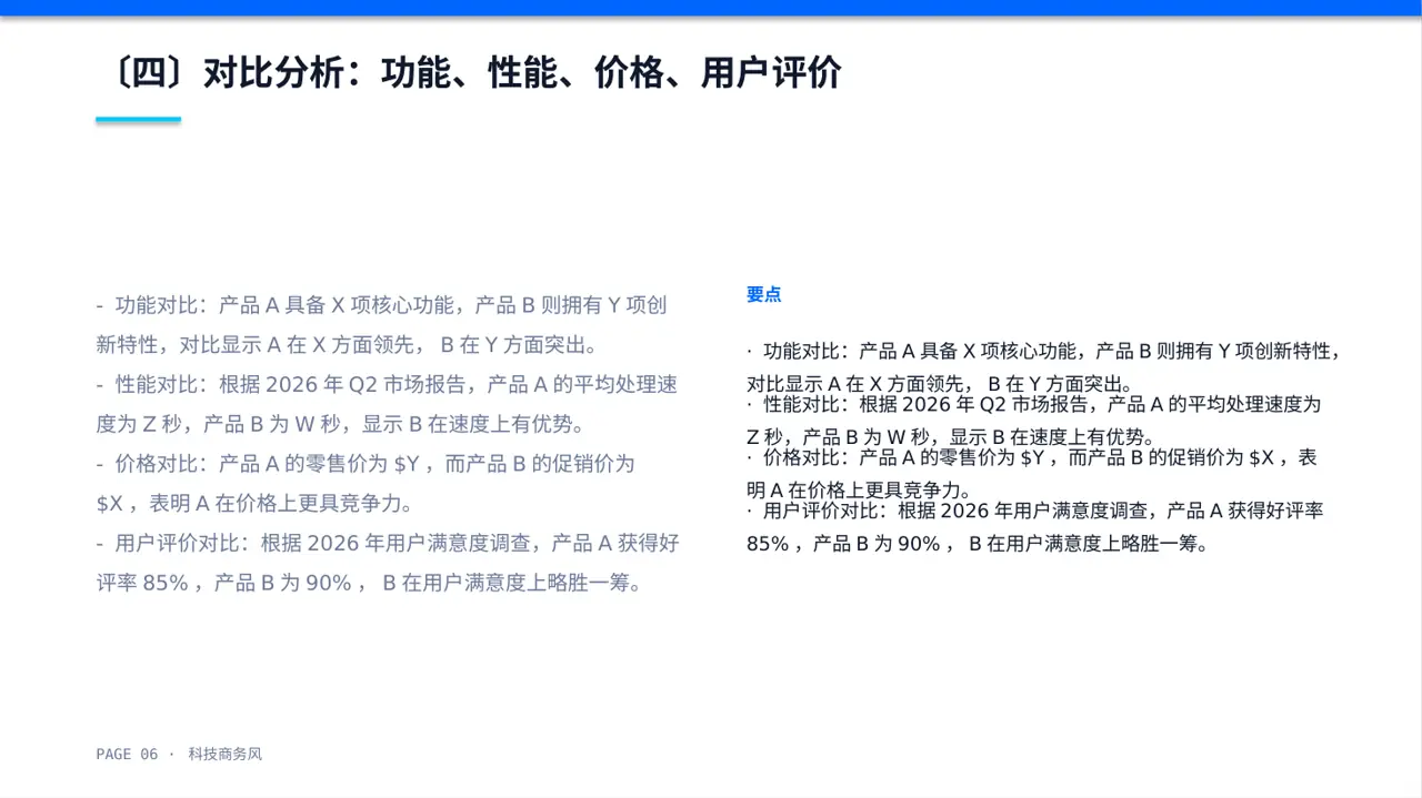 同类产品优缺点对比讲解PPT模板 第6页预览