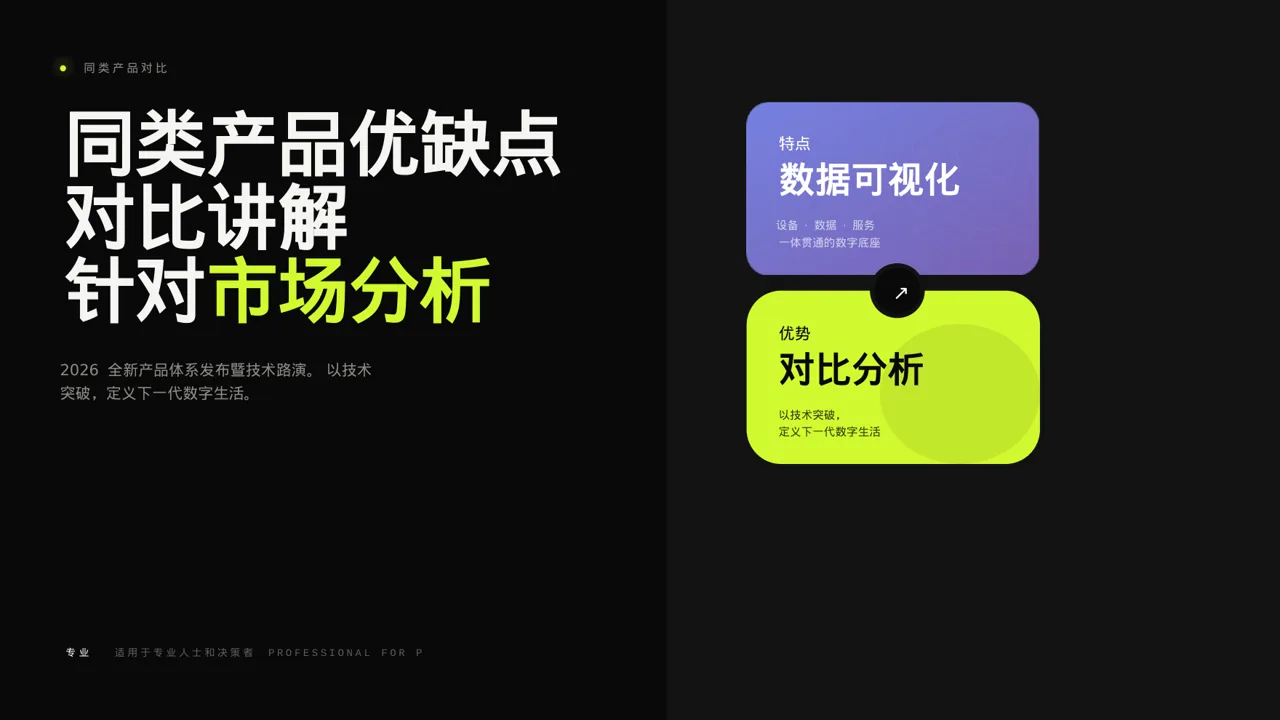 同类产品优缺点对比讲解 PPT模板（深色科技风）-3
