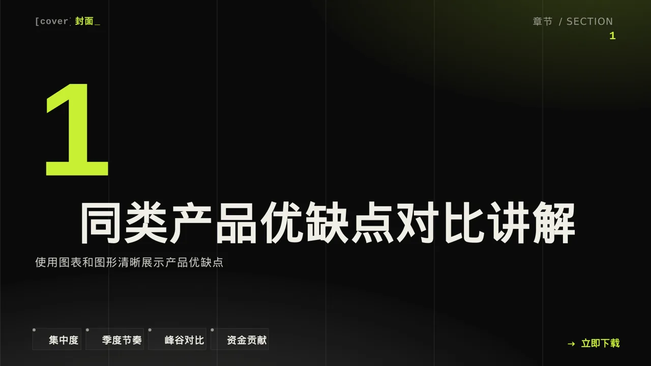同类产品优缺点对比讲解 PPT模板（深色科技风）-3 第3页预览