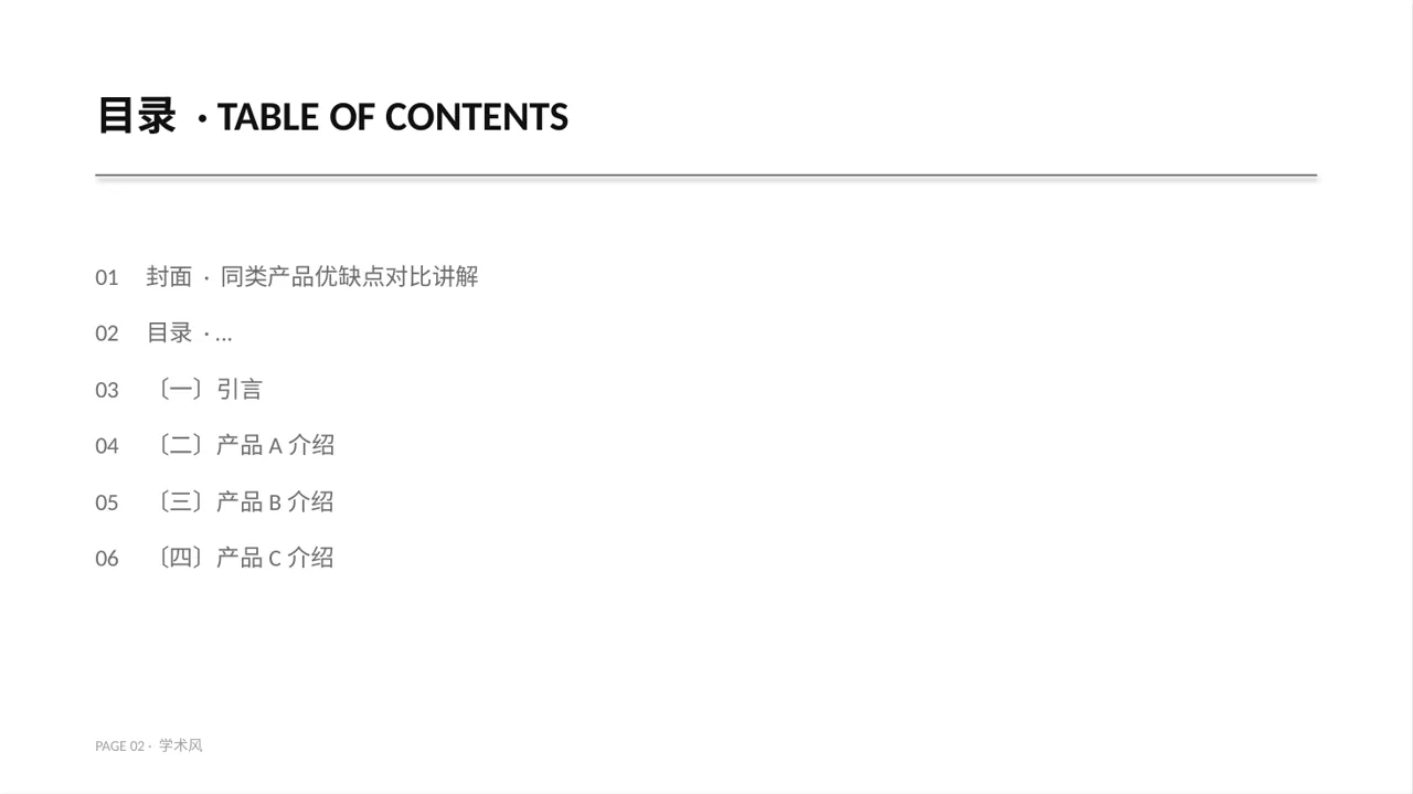 同类产品优缺点对比讲解 PPT模板 第2页预览
