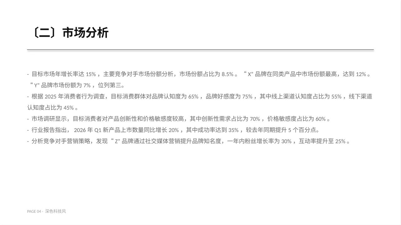 新品牌上线宣讲方案PPT模板（深色科技风） 第4页预览
