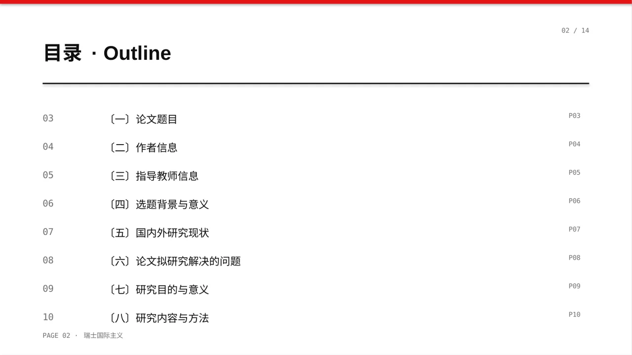本科毕业论文开题报告PPT模板 第2页预览