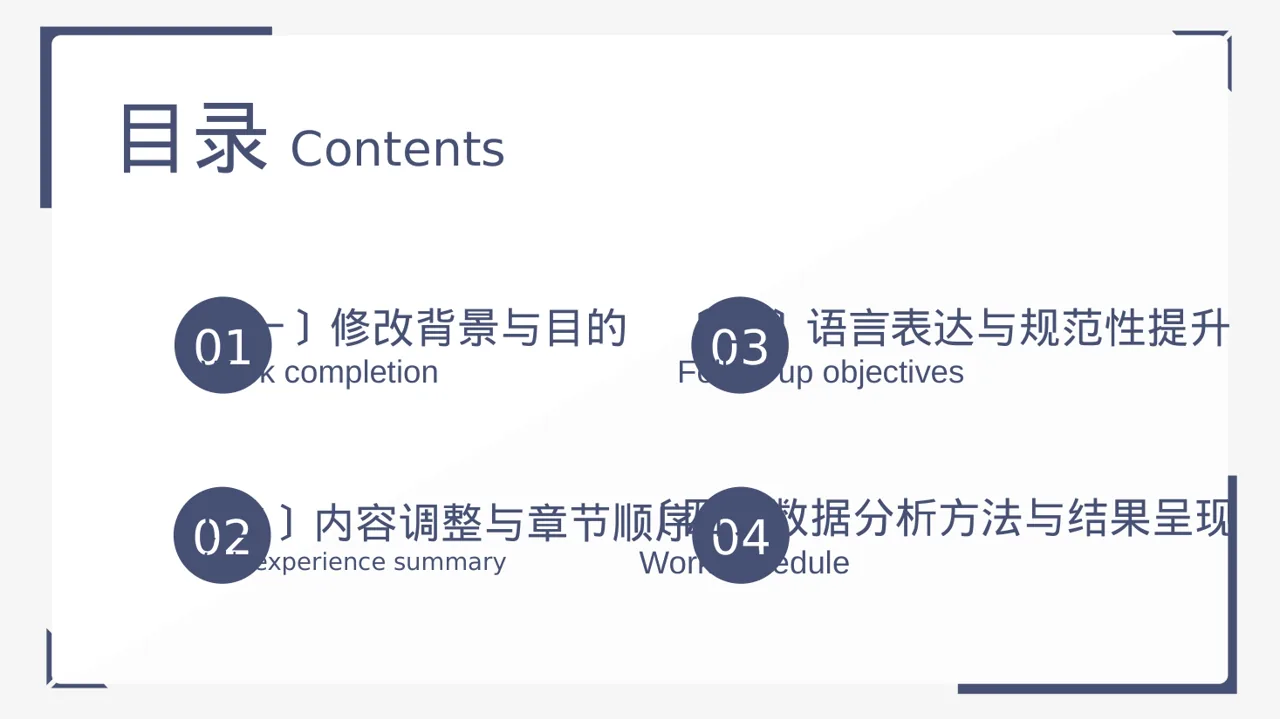 论文修改进度汇报 PPT模板（黑白极简风） 第2页预览