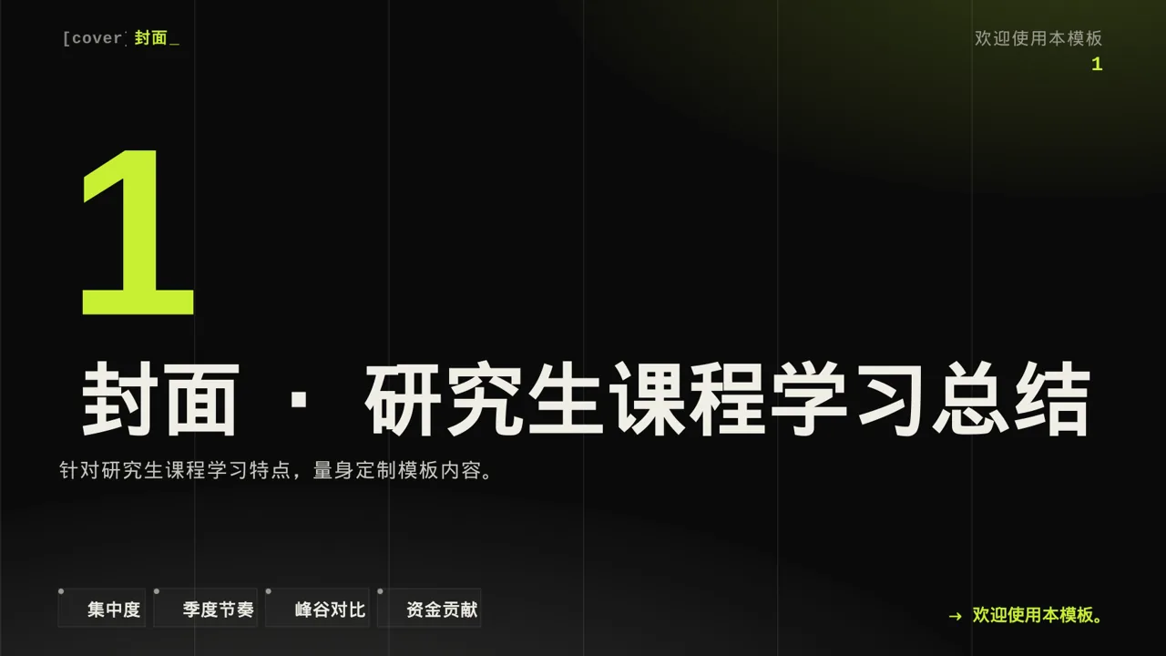 研究生课程学习总结模板 PPT 第3页预览