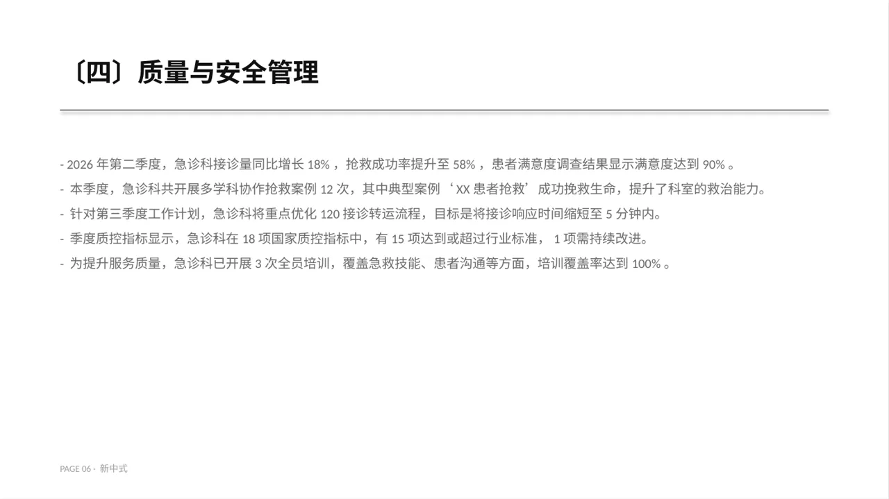 急诊科季度工作情况汇报PPT模板 第6页预览