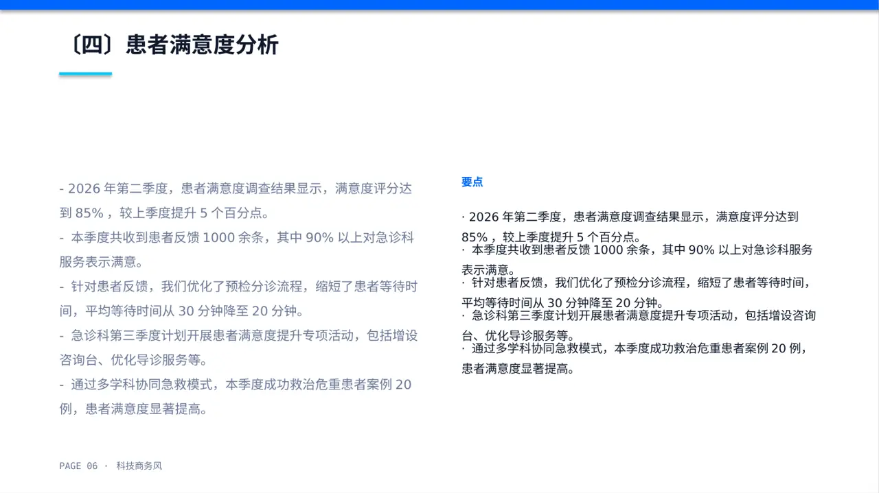急诊科季度工作情况汇报PPT模板 第6页预览