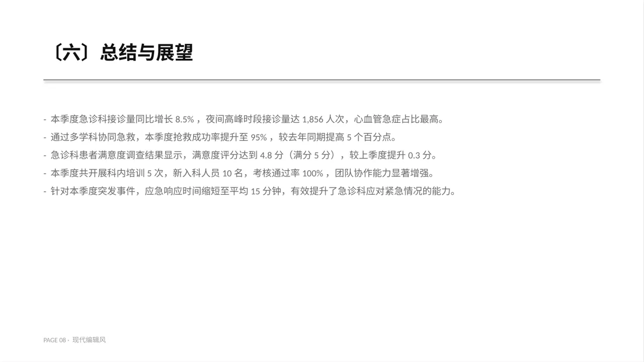 急诊科季度工作情况汇报 PPT模板 第8页预览