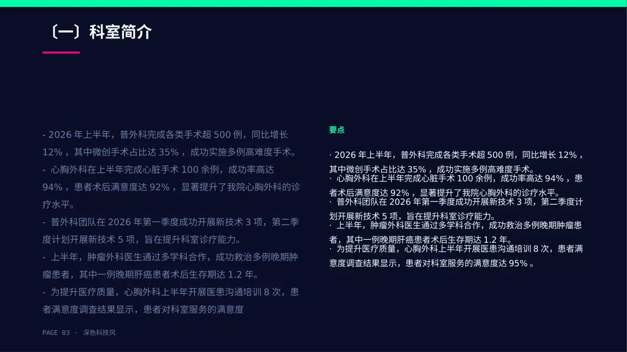 外科科室工作进度汇报PPT模板 第3页预览