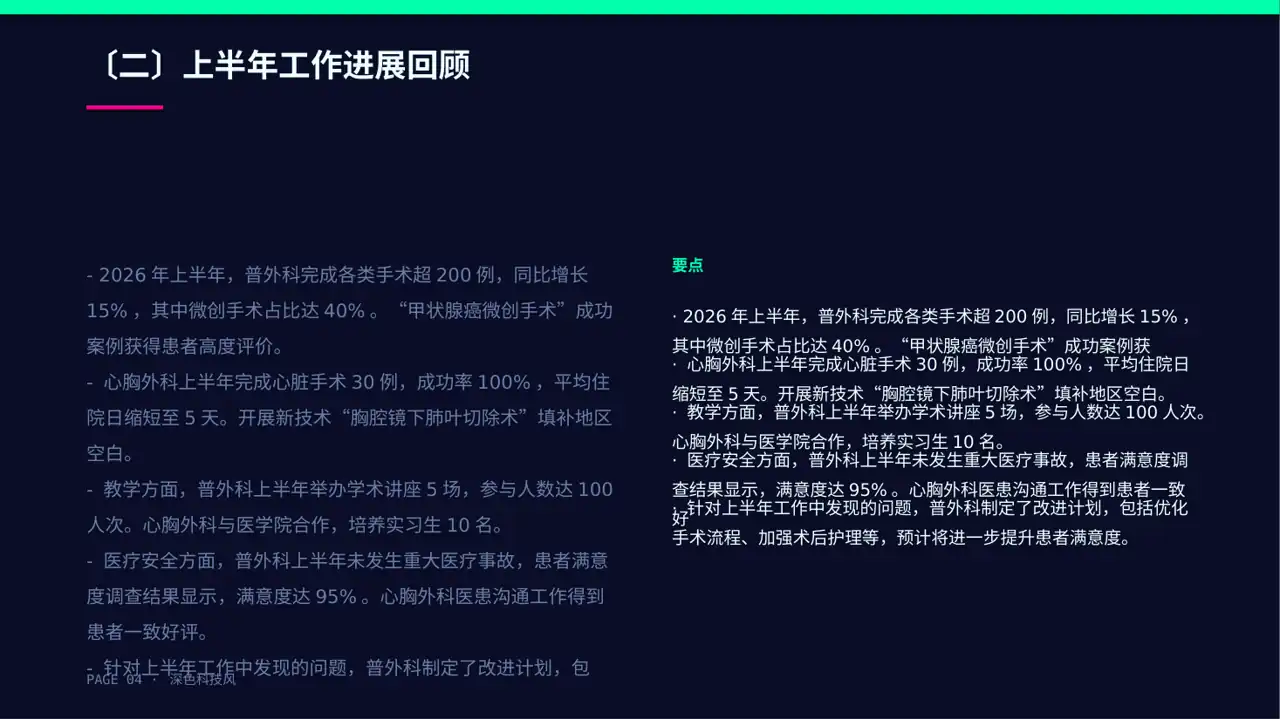 外科科室工作进度汇报PPT模板 第4页预览