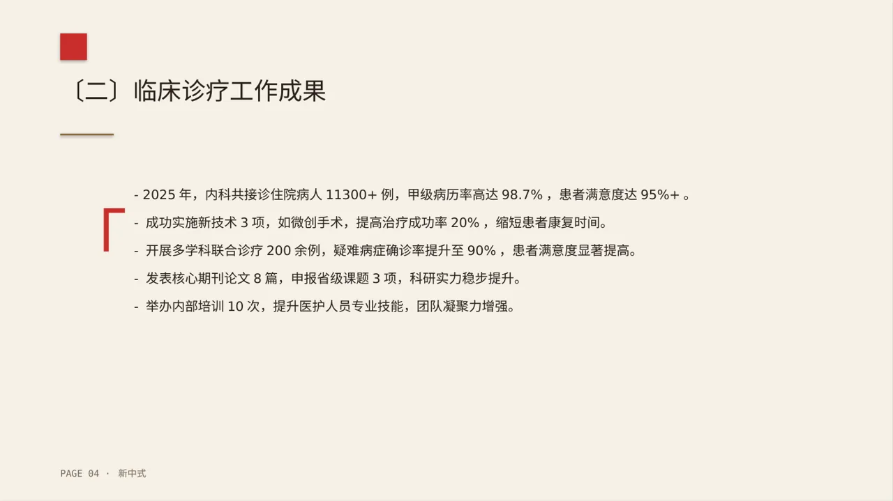 医院内科科室年度工作总结PPT模板 第4页预览