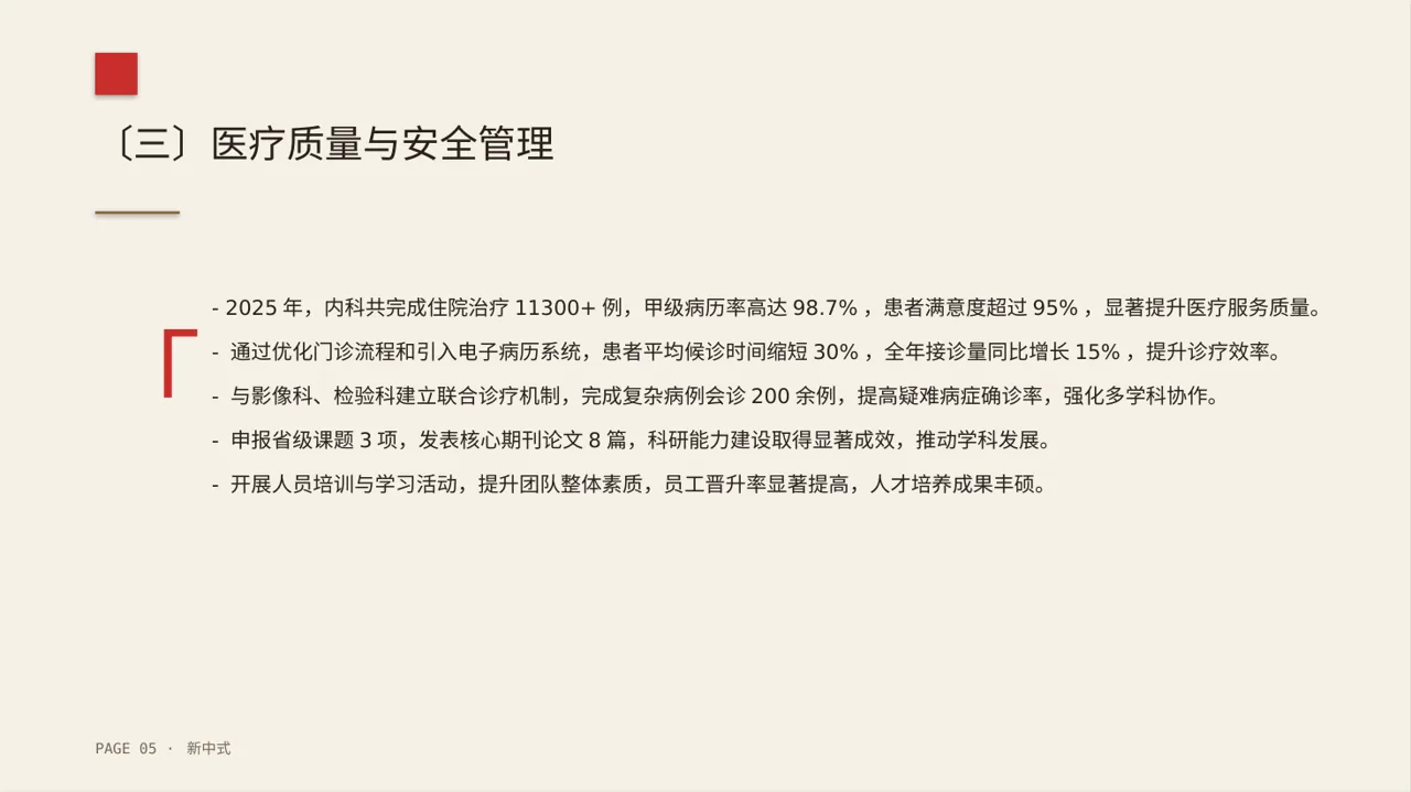 医院内科科室年度工作总结PPT模板 第5页预览