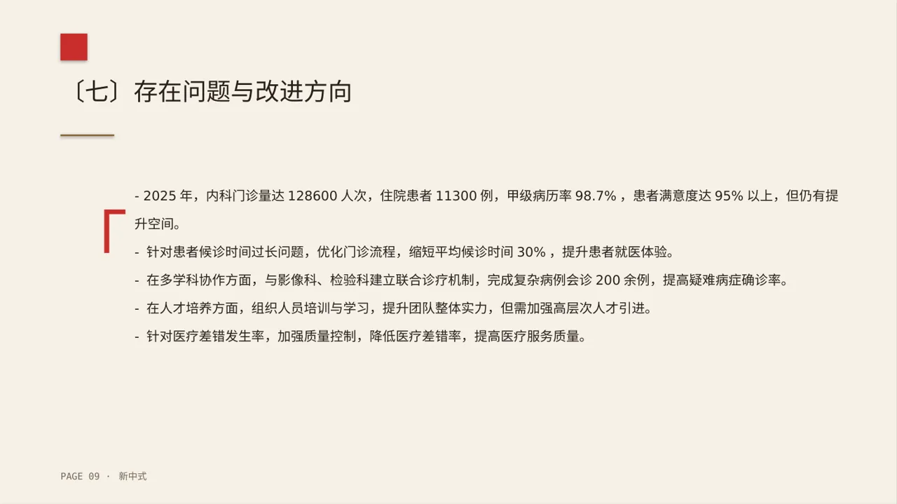 医院内科科室年度工作总结PPT模板 第9页预览