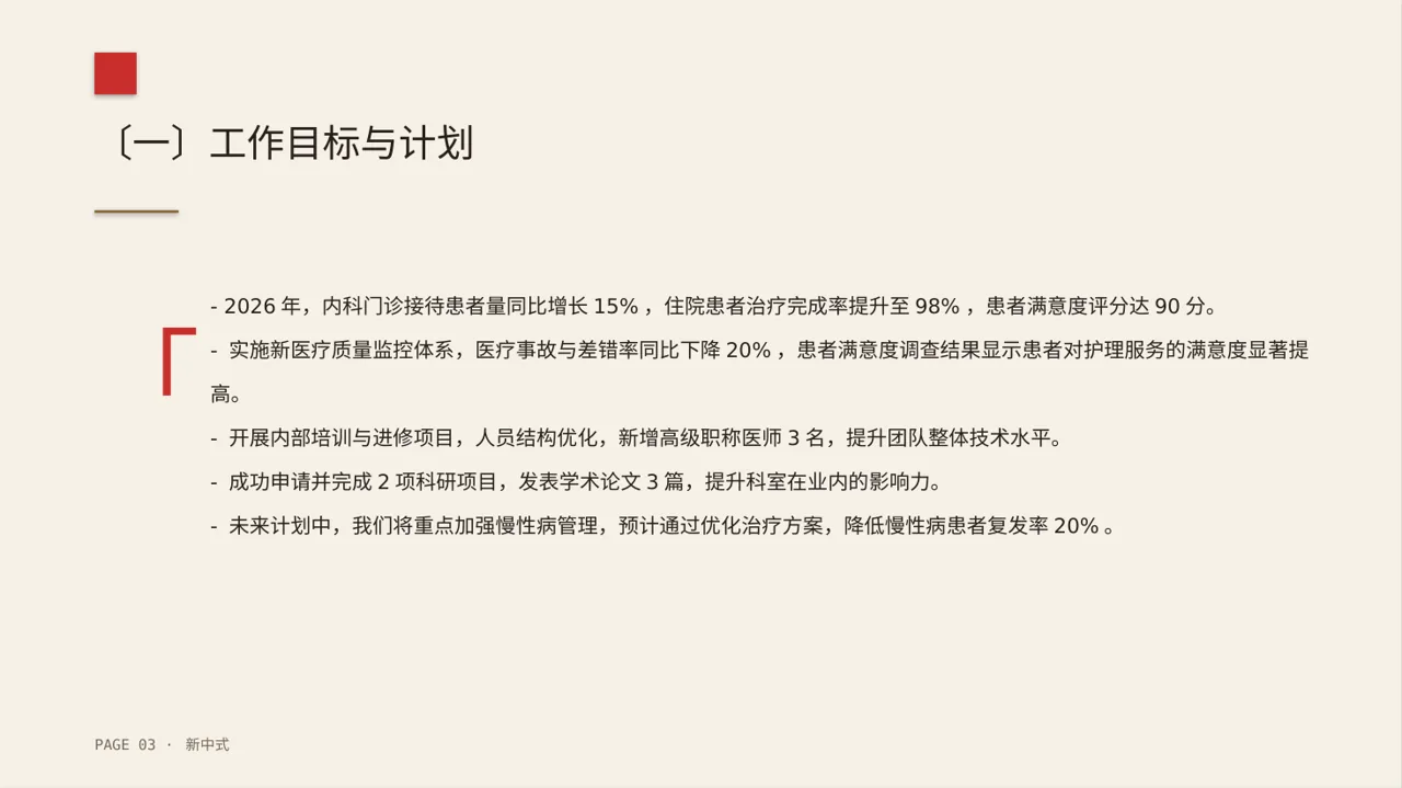 医院内科科室年度工作总结PPT模板 第3页预览