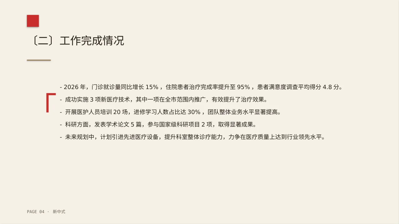 医院内科科室年度工作总结PPT模板 第4页预览