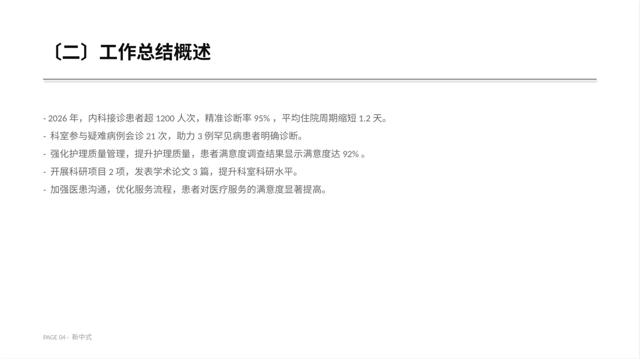 医院内科科室年度工作总结PPT模板 第4页预览