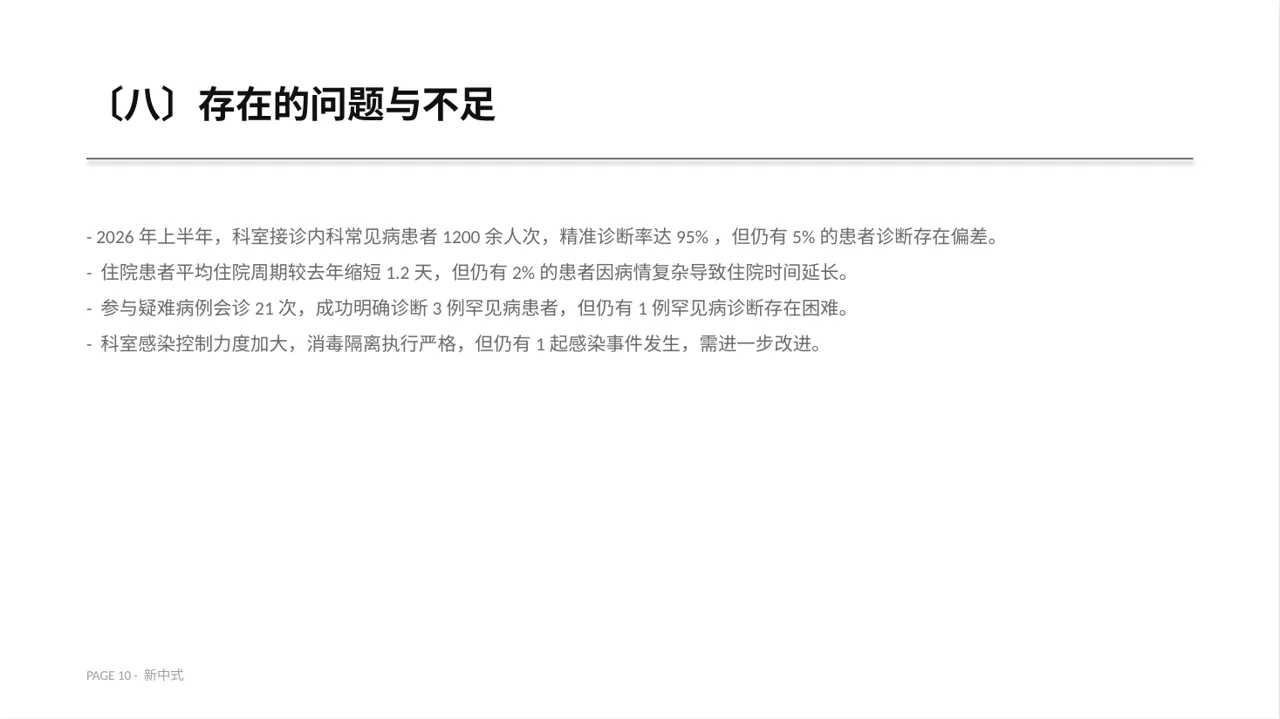 医院内科科室年度工作总结PPT模板 第10页预览