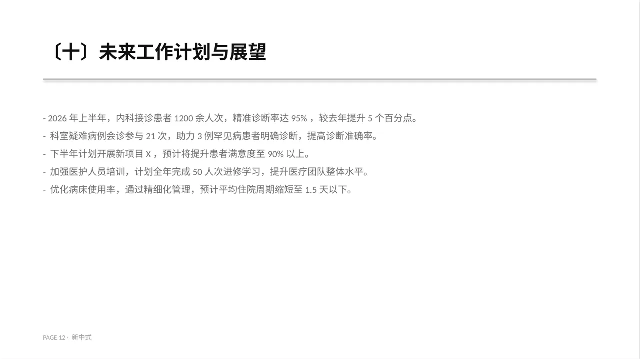 医院内科科室年度工作总结PPT模板 第12页预览