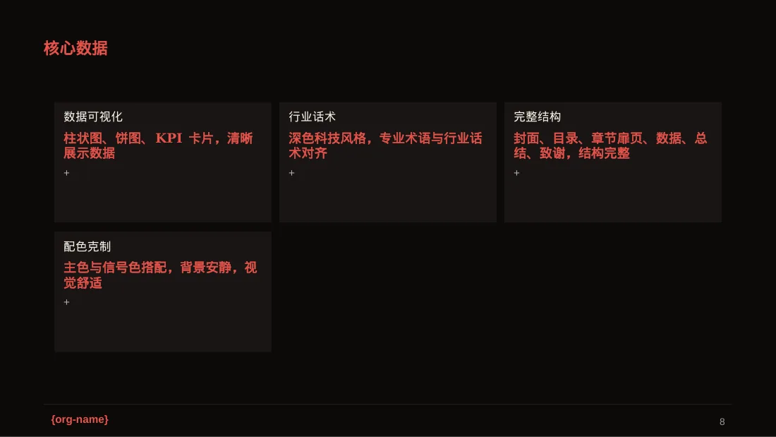 项目投入产出测算汇报模板 PPT模板（深色科技风）-2 第8页预览