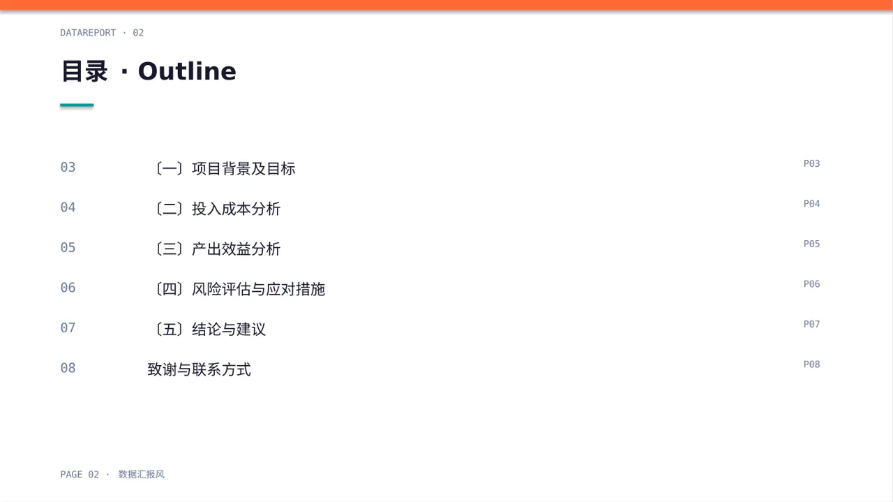 项目投入产出测算汇报模板 PPT 第2页预览