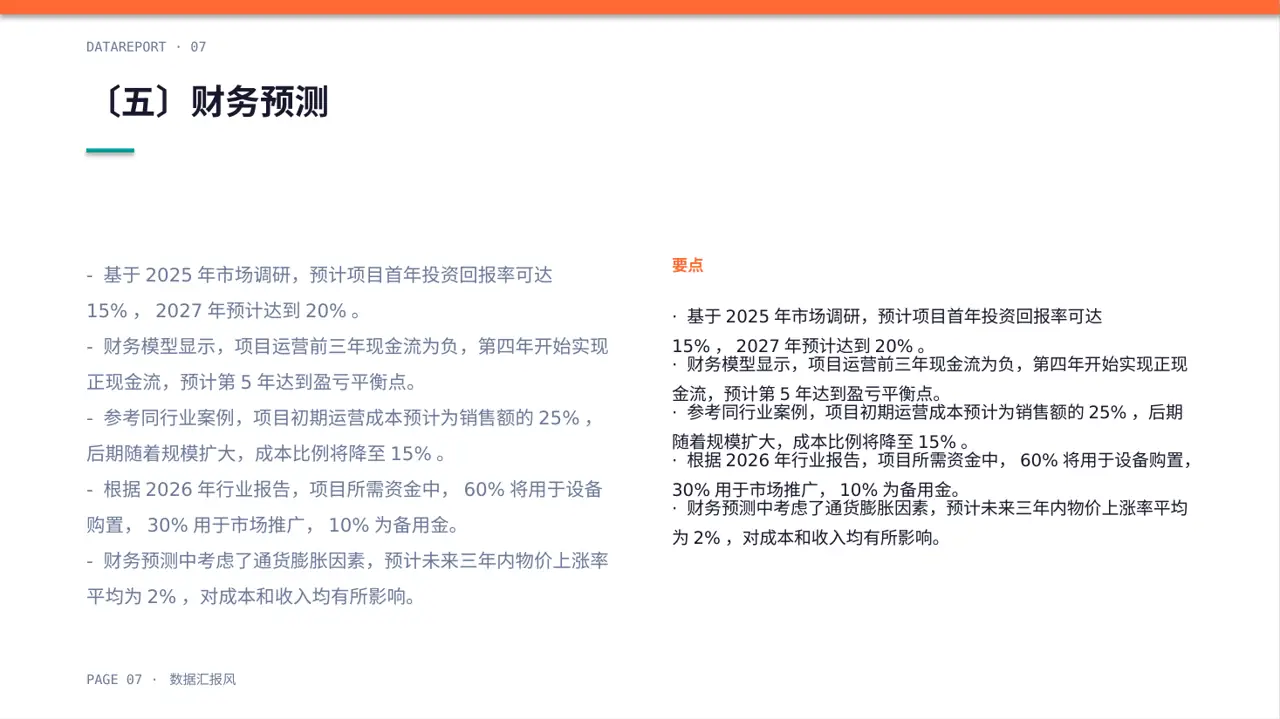 项目投资可行性研究报告 PPT模板 第7页预览