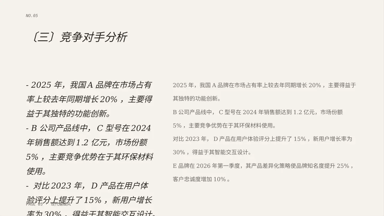 产品差异化优势分析 PPT模板（红黑杂志风）-2 第5页预览