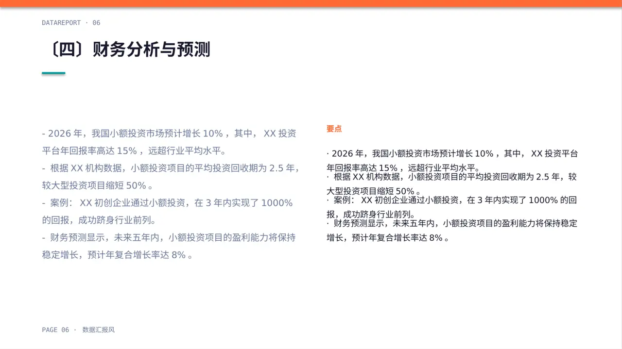 小额投资回报分析报告PPT模板 第6页预览