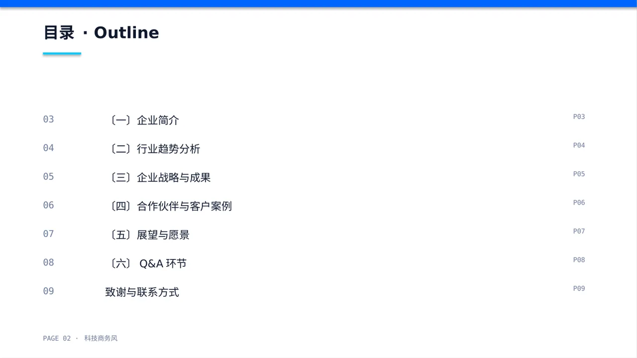 行业峰会企业发言PPT模板 第2页预览