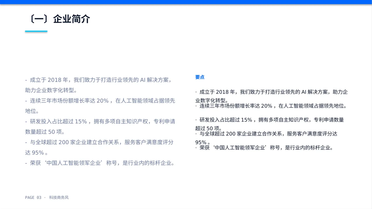 行业峰会企业发言PPT模板 第3页预览