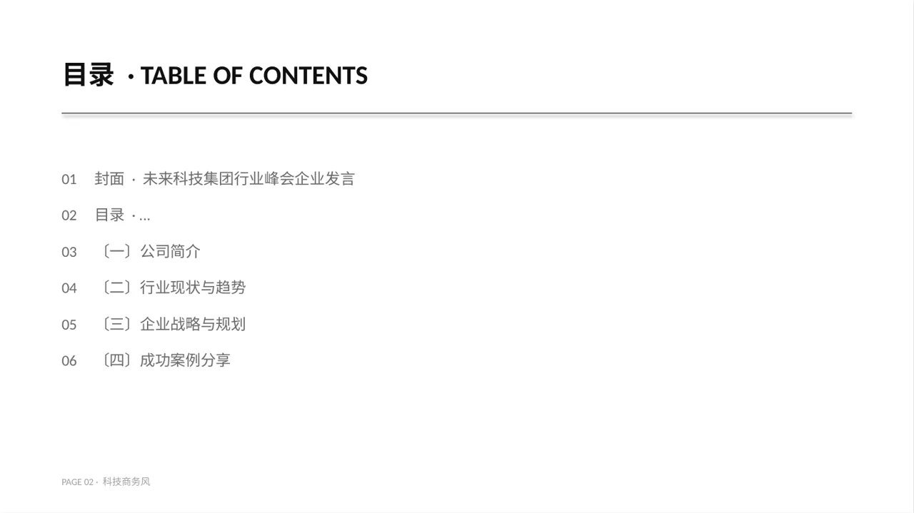 行业峰会企业发言PPT模板（蓝色商务风）-2 第2页预览