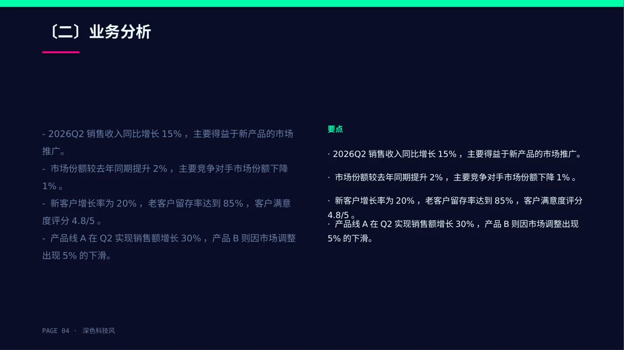 企业季度经营状况汇报PPT模板 第4页预览