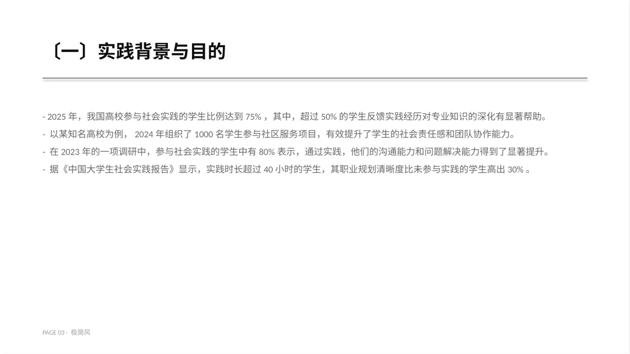 大学生社会实践心得报告 PPT模板 第3页预览