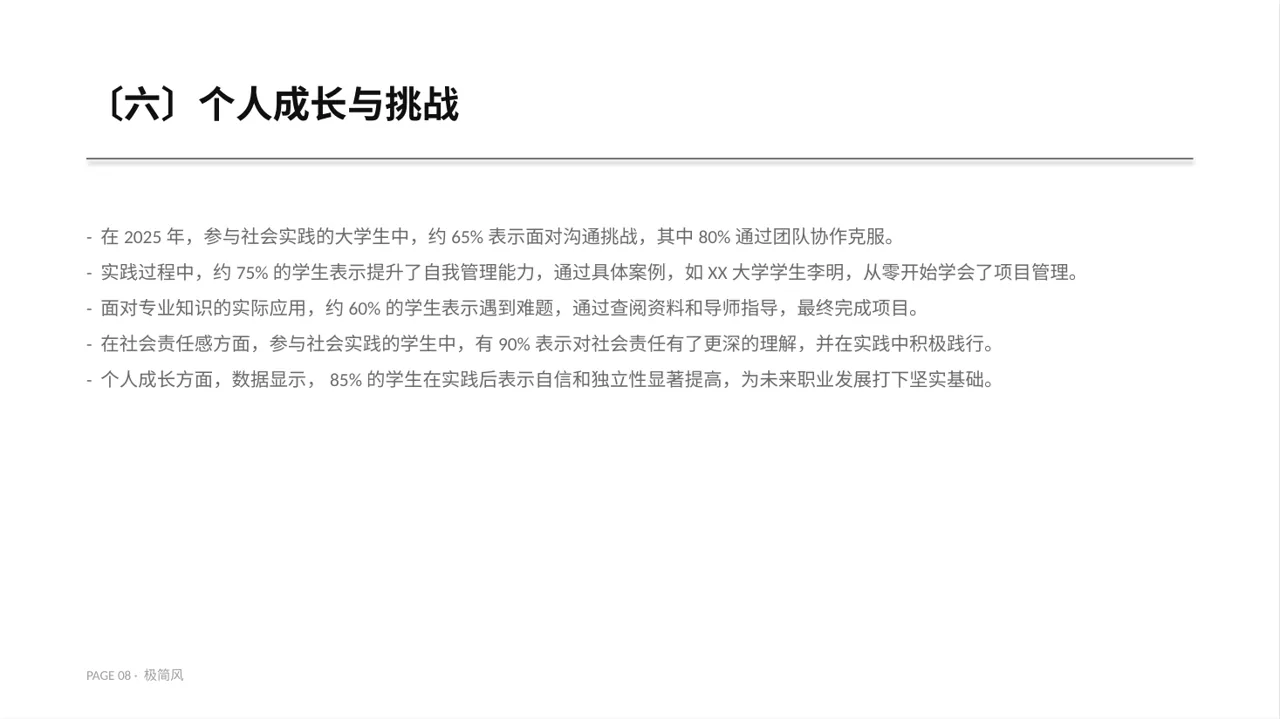 大学生社会实践心得报告 PPT模板 第8页预览