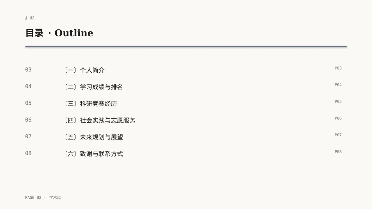 奖学金竞选答辩PPT模板 第2页预览
