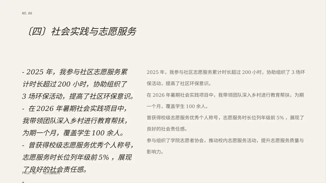 现代编辑风奖学金竞选答辩PPT模板 第6页预览