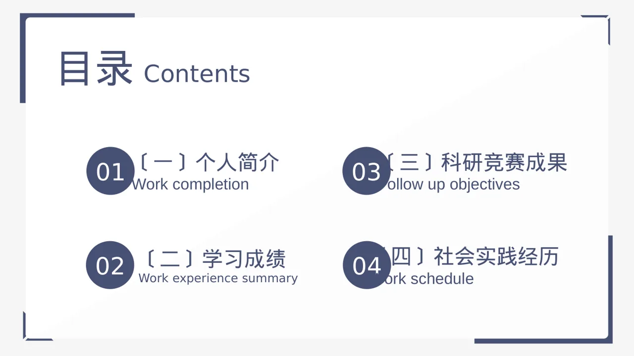 极简风奖学金竞选答辩PPT模板 第2页预览