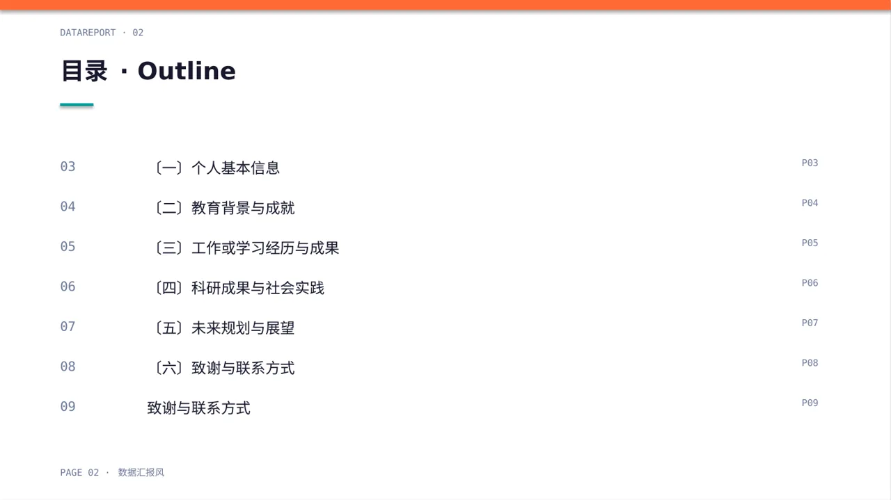 高校专区评优评先个人介绍PPT模板（数据图表风）-2 第2页预览