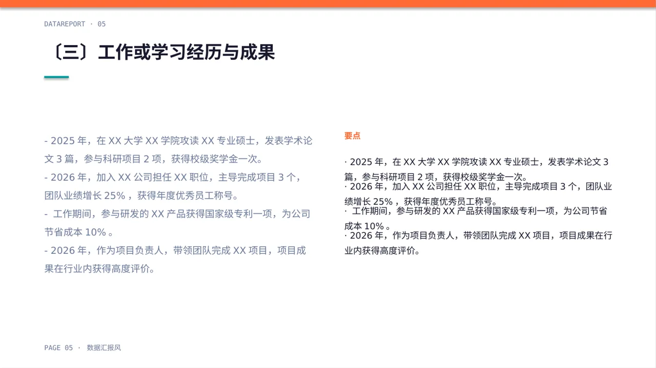高校专区评优评先个人介绍PPT模板（数据图表风）-2 第5页预览