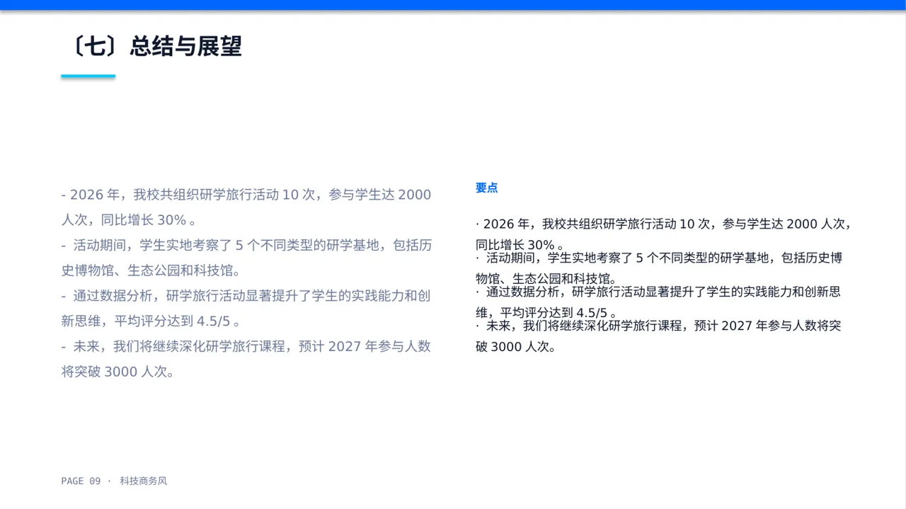 校园研学实践活动汇报PPT模板（蓝色商务风）-2 第9页预览