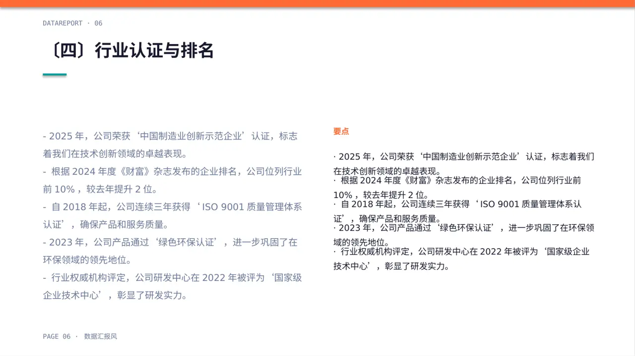 企业荣誉资质展示 PPT模板（数据图表风）-3 第6页预览